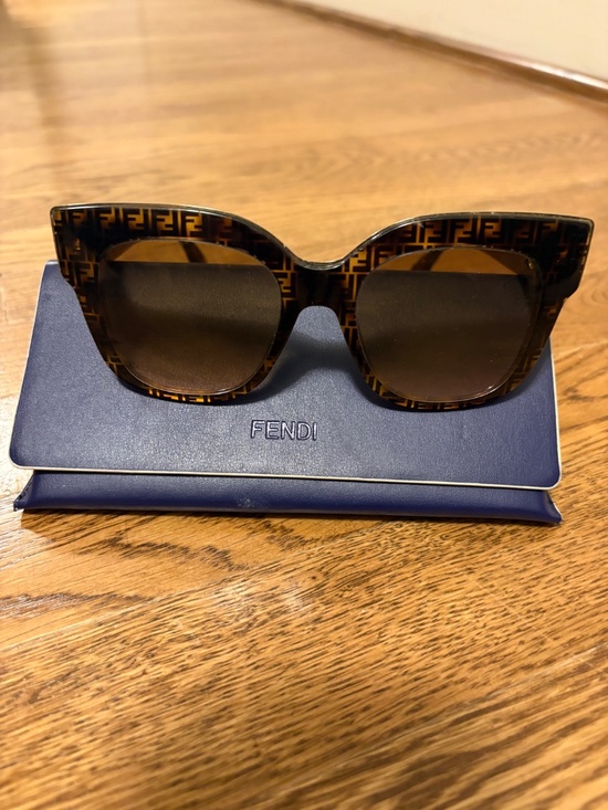 Authentic Fendi FF 0359/G/S Havana FF Logo Cat Eye Sunglasses